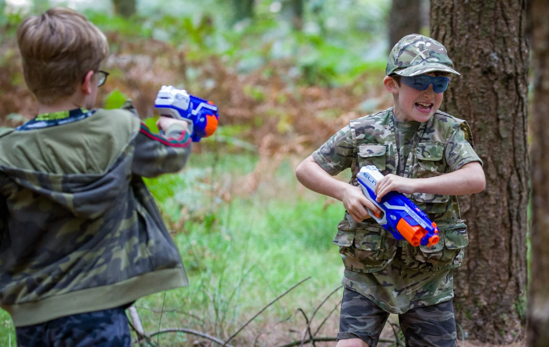 Nerf Wars Two Boys Action Shot